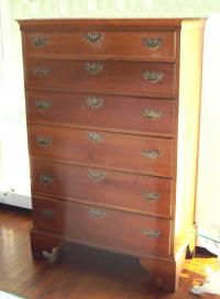 Period American country cherry six drawer chest on frame 1760
