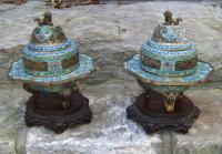PR Chinese turquoise cloisonne enamel koro incense burner c1800