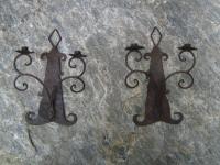 Pair hand cut scroll design double wall sconces