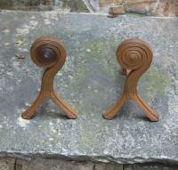 Pair fiddlehead fern andirons