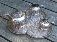 Sterling silver tea service with tray India c1860