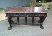 Renaissance style continental walnut library table 1800 to 1850