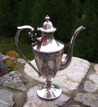 Sterling silver teapot with ivory inserts in handle c1920
