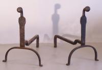 Pair hand wrought Yale University dorm andirons c1900