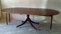 Baker Regency style split pedestal dining table with leaves c1930