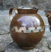 Cobre Mexico copper and sterling silver water pitcher