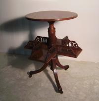 English antique Victorian walnut revolving book case table c1860