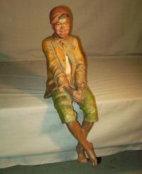 Painted ceramic figure of black boy Austrian c1880