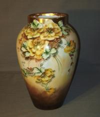 Limoges porcelain  floral vase B and Co France signed J H Lathrep