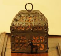16th century Renaissance Spanish box pierced iron over oak