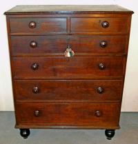 Country English oak 6 drawer tall chest c1800