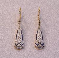 European 18k platinum diamond drop earrings c1890