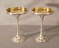 Pair of Gorham sterling silver compotes with gold vermee