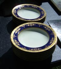 Tiffany and Co cobalt blue porcelain soup plates by Minton