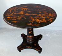 19th C English black lacquered Chinoiserie tea table