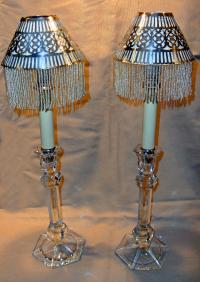 Gorham silver plated spring loaded faux ivory candle holders