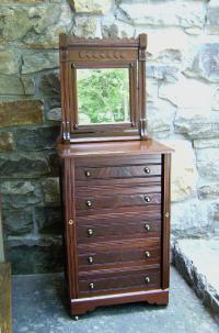 American Victorian walnut miniature lockside chest c1880