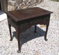 18th C English Queen Anne carved oak lowboy