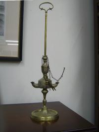 19thc Roman style Brass Oil Lamp