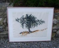 Brad Davis acrylic painting oak tree c1985