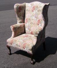 Centennial upholstered wing chair ball and claw feet