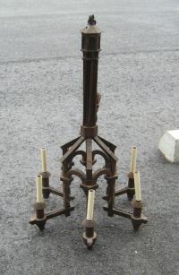Early Gothic style hanging iron ceiling fixture