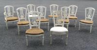 Set of 9 French 18th century upholstered chairs in white