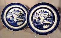 Rare pair of Masons ironstone porcelain plates in Old Canton c1850
