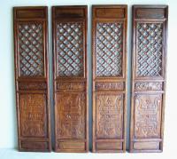Set of four Chinese carved wood doors with open carving c1700