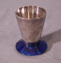 Puiforcat France silver drink cup with blue base EP 1