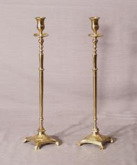 Early Dutch solid brass candlesticks c1800