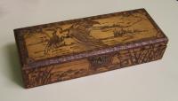 Burnt wood Victorian glove box c1880