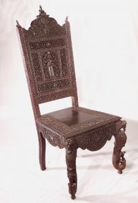 Anglo Indian Bombay hand carved rosewood desk chair c1860