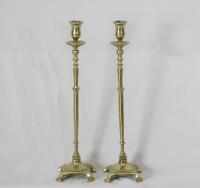 Pair of early Dutch brass candlesticks c1800