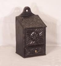 European carved oak pipe box c1800