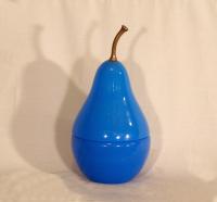 Blue opaline glass pear box