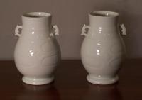 Pair Occupied Japan porcelain vases