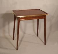 English mahogany tray top butlers serving table with brass inlay c1900