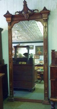 American Victorian black walnut pier mirror c1865