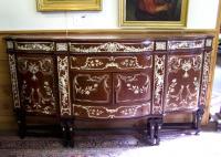 Continental birdseye maple sideboard with ivory inlay c1900