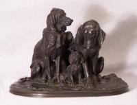 Alfred Jacquemart bronze dog group sculpture