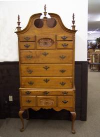 Centennial Tiger Maple Highboy from the Katharine Hepburn estate