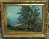 Fannie Burr landscape oil painting on board c1885