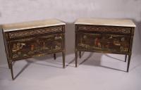 Pair of French 19th century chinoiserie dresser with marble tops