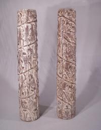 Pair of carved leaf design columns c1875