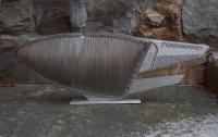 Soroku Toyoshima aluminum abstract fish sculpture c1968