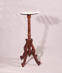 American Victorian black walnut small marble top plant stand c1875
