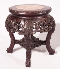 Small Chinese rosewood plant stand with marble top c1860