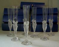 Set of eight Erte Flute Majestique champagne flutes