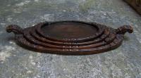 Set of four vintage Chinese stacking carved wood trays